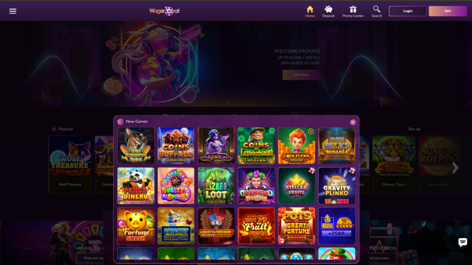Wager Beat Casino Desktop-Spiele