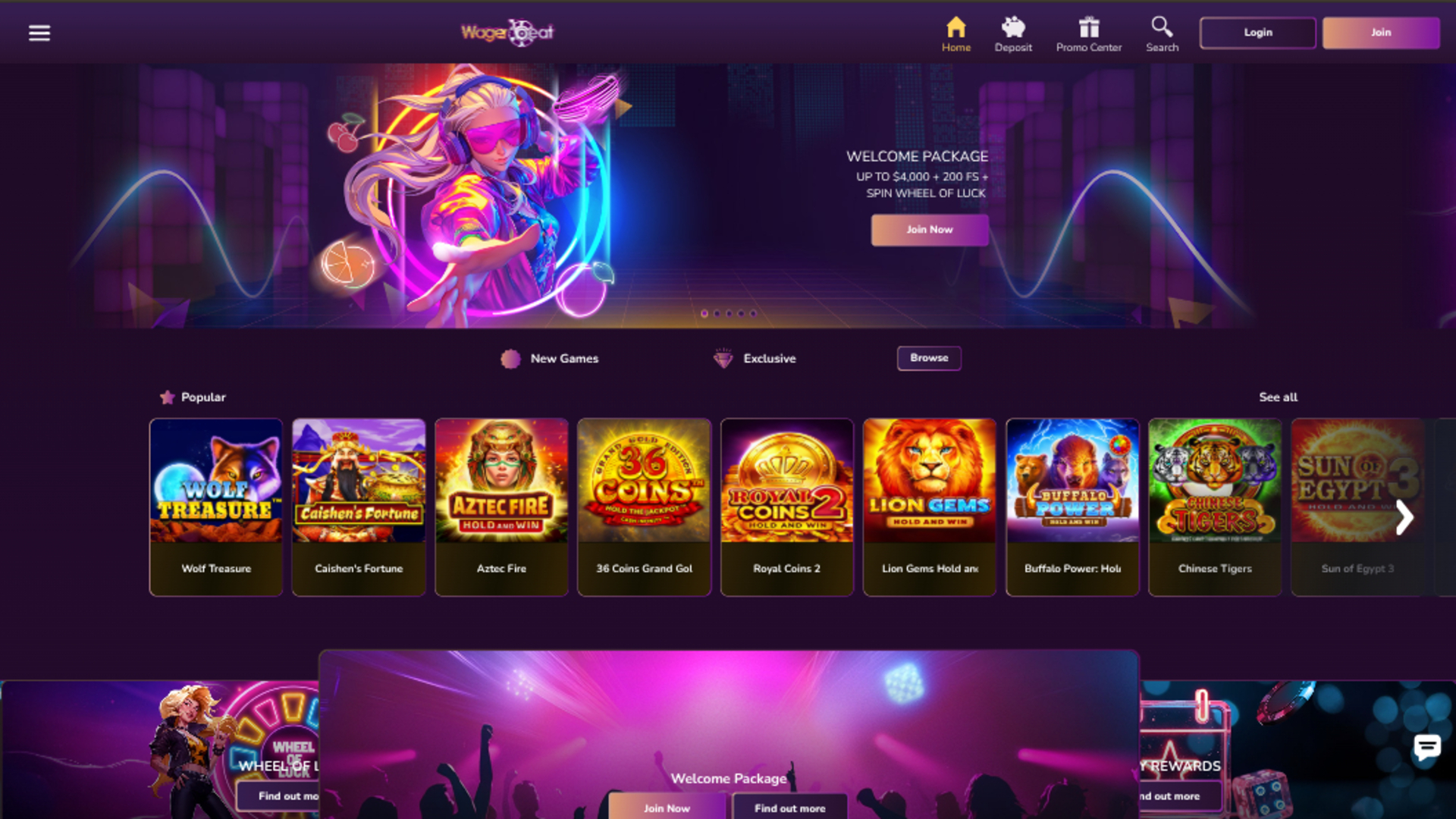 Wager Beat Casino Desktop-Startseite