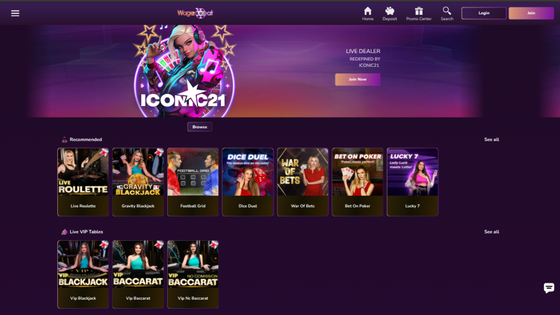 Wager Beat Casino Desktop-Live-Dealer