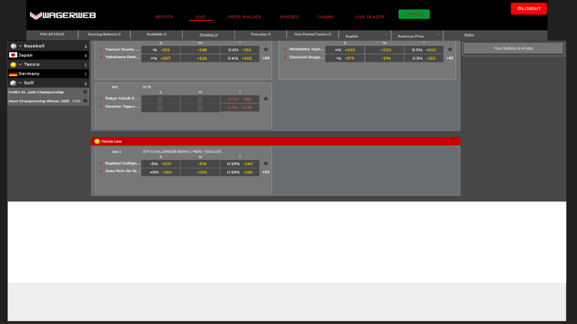 Sports de bureau de WagerWeb Casino