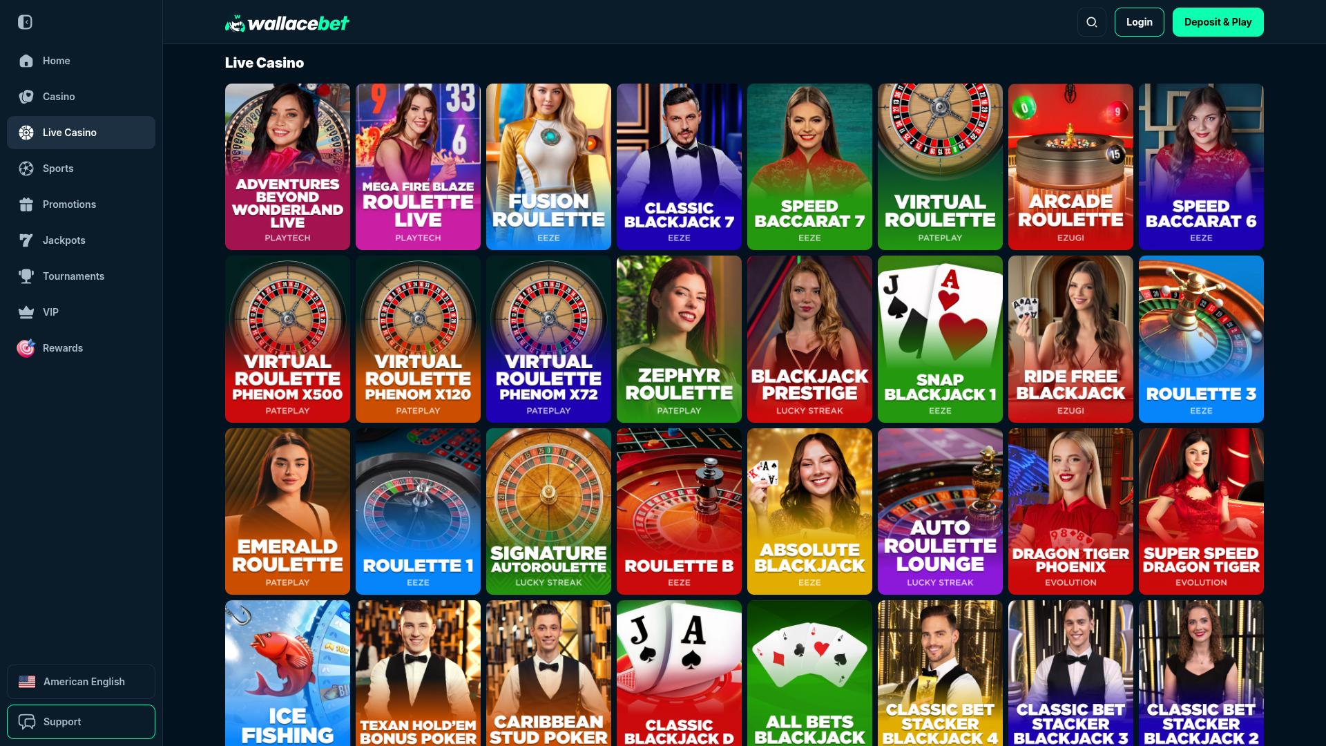 Wallacebet Casino Desktop Live Dealer