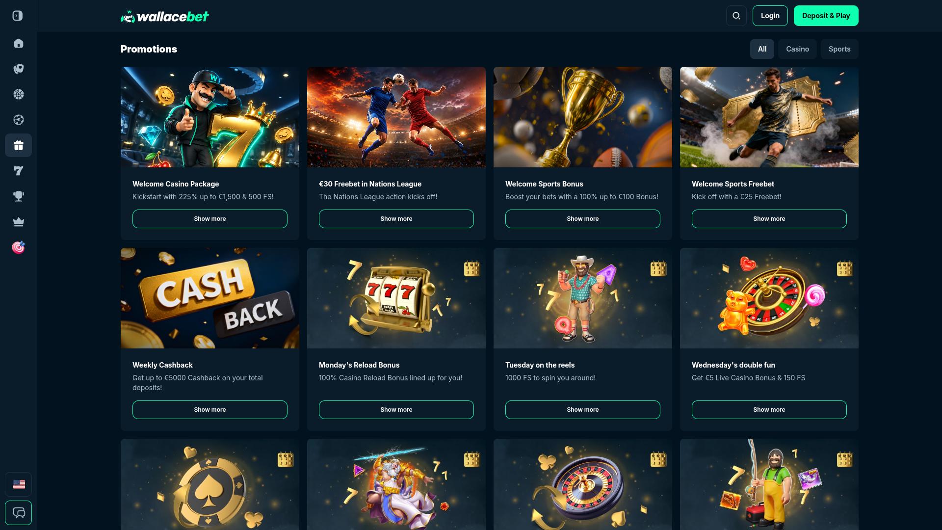 Promozioni desktop del casinò Wallacebet