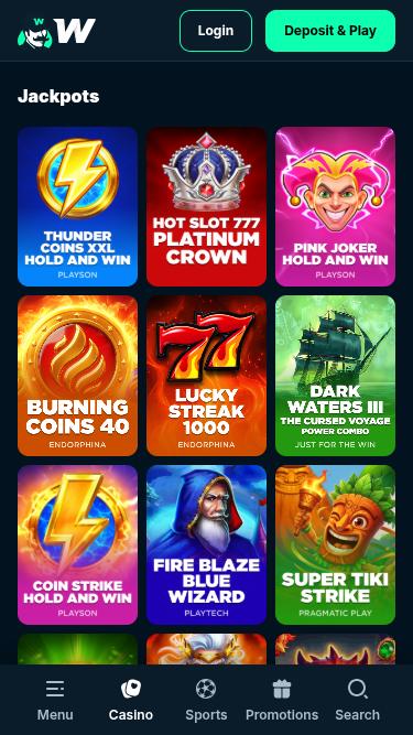 Jackpot mobile del casinò Wallacebet