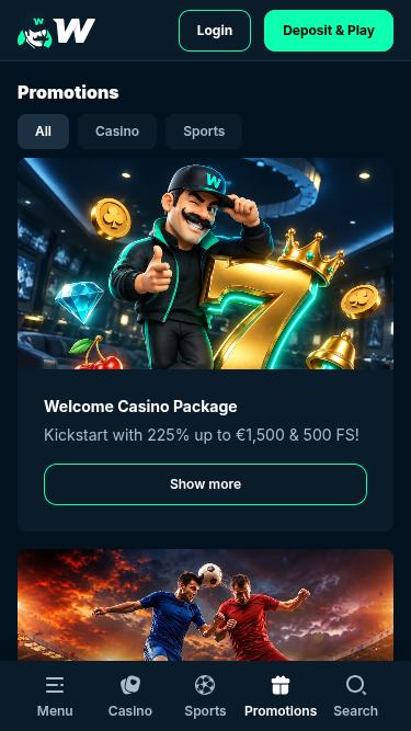 Promozioni per dispositivi mobili del casinò Wallacebet