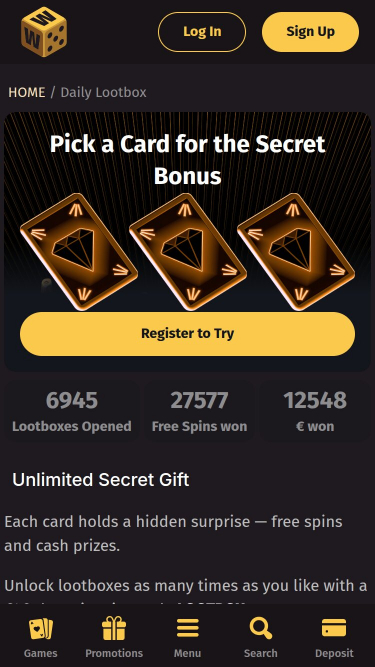 WantedWin Mobile Lootbox