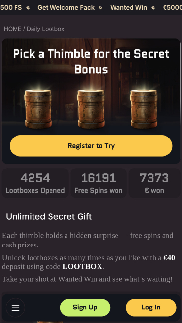 WantedWin Mobile Lootbox