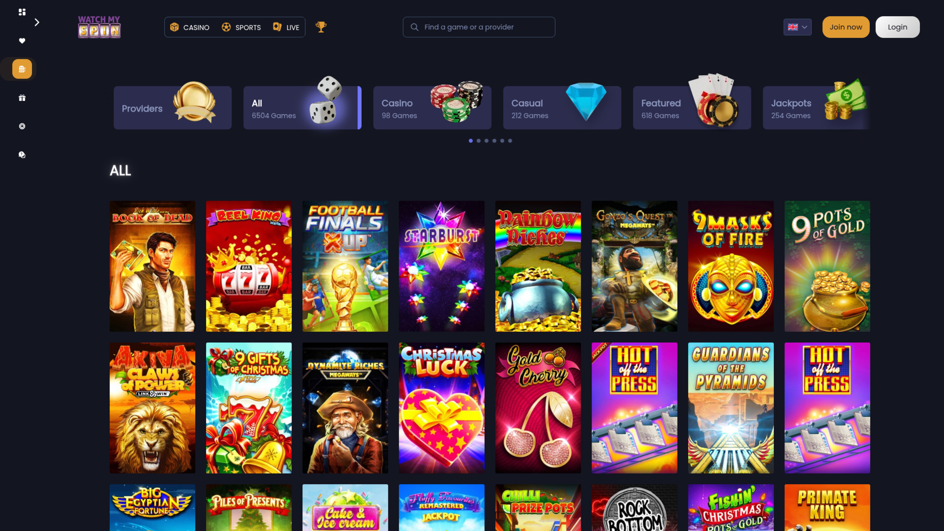  WatchMySpin Casino Desktop Games