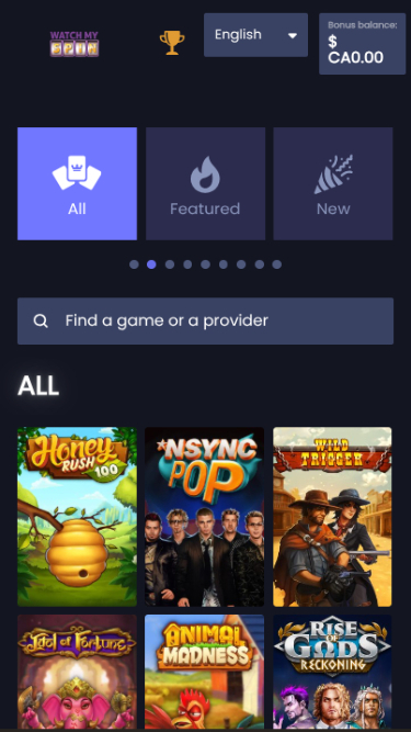 WatchMySpin Casino Mobile Games