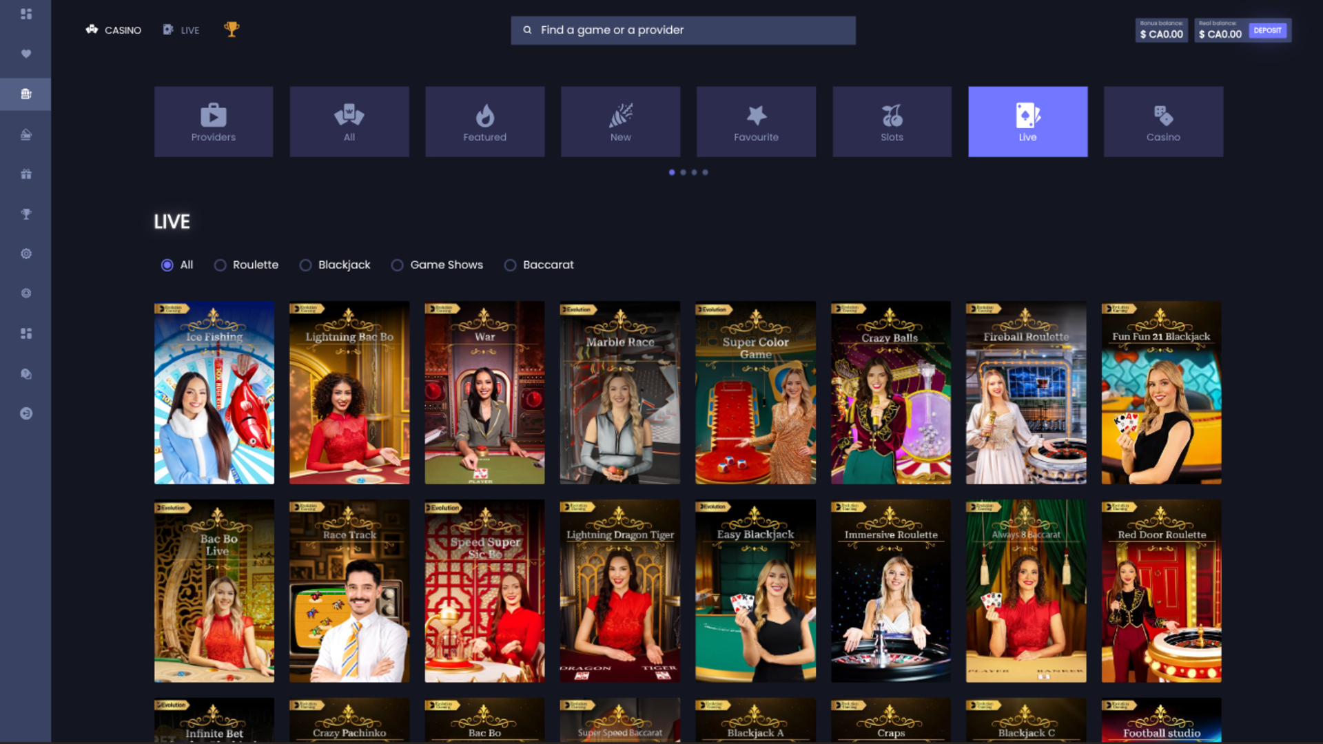 WatchMySpin Casino Desktop Live Dealer