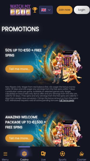 WatchMySpin Casino Mobile Promotions