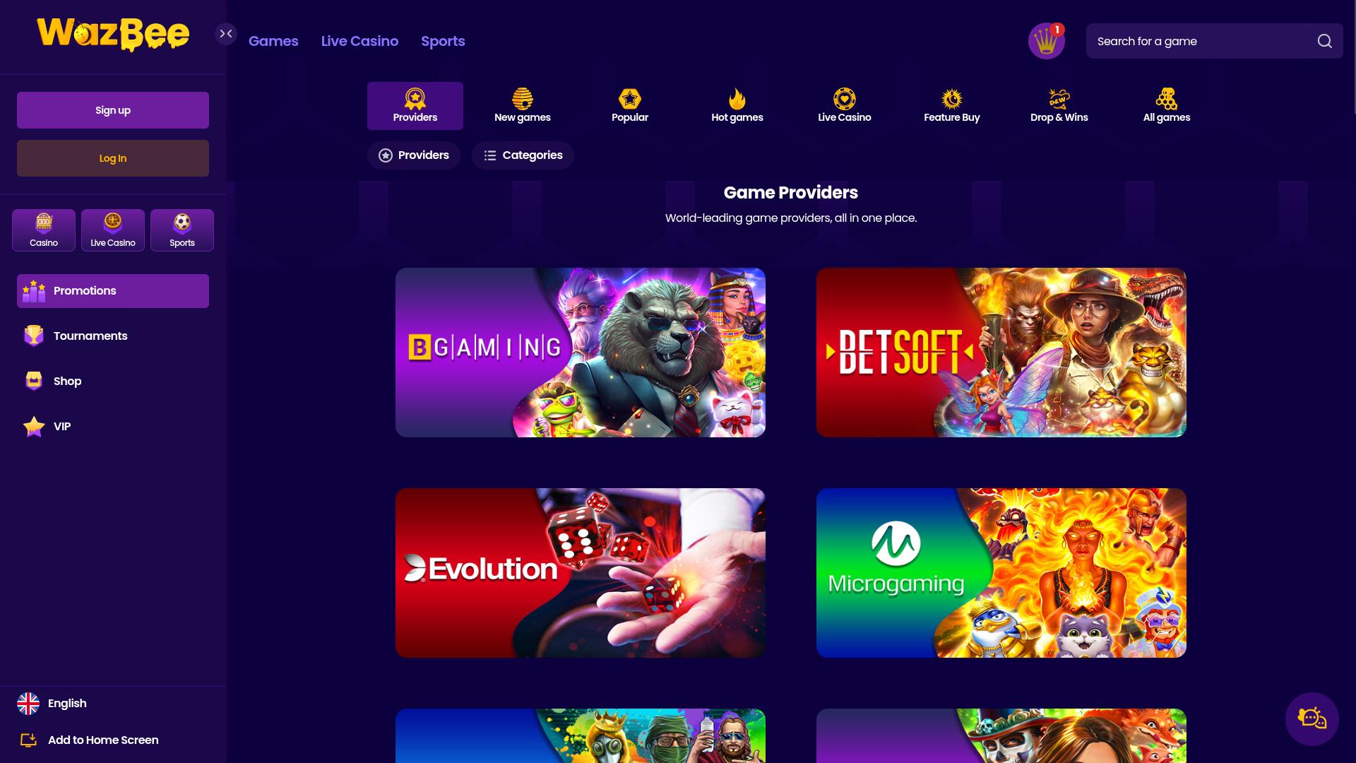 Desarrolladores de juegos de escritorio de Wazbee Casino