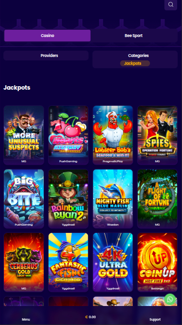 Jackpot mobile de Wazbee Casino