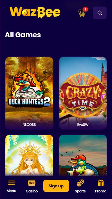 Juegos móviles de Wazbee Casino
