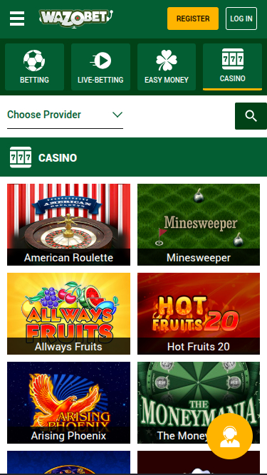 Giochi mobile di Wazobet Casino