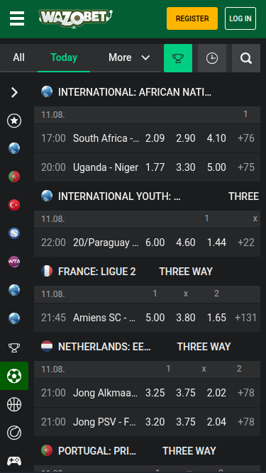 Sport mobile di Wazobet Casino