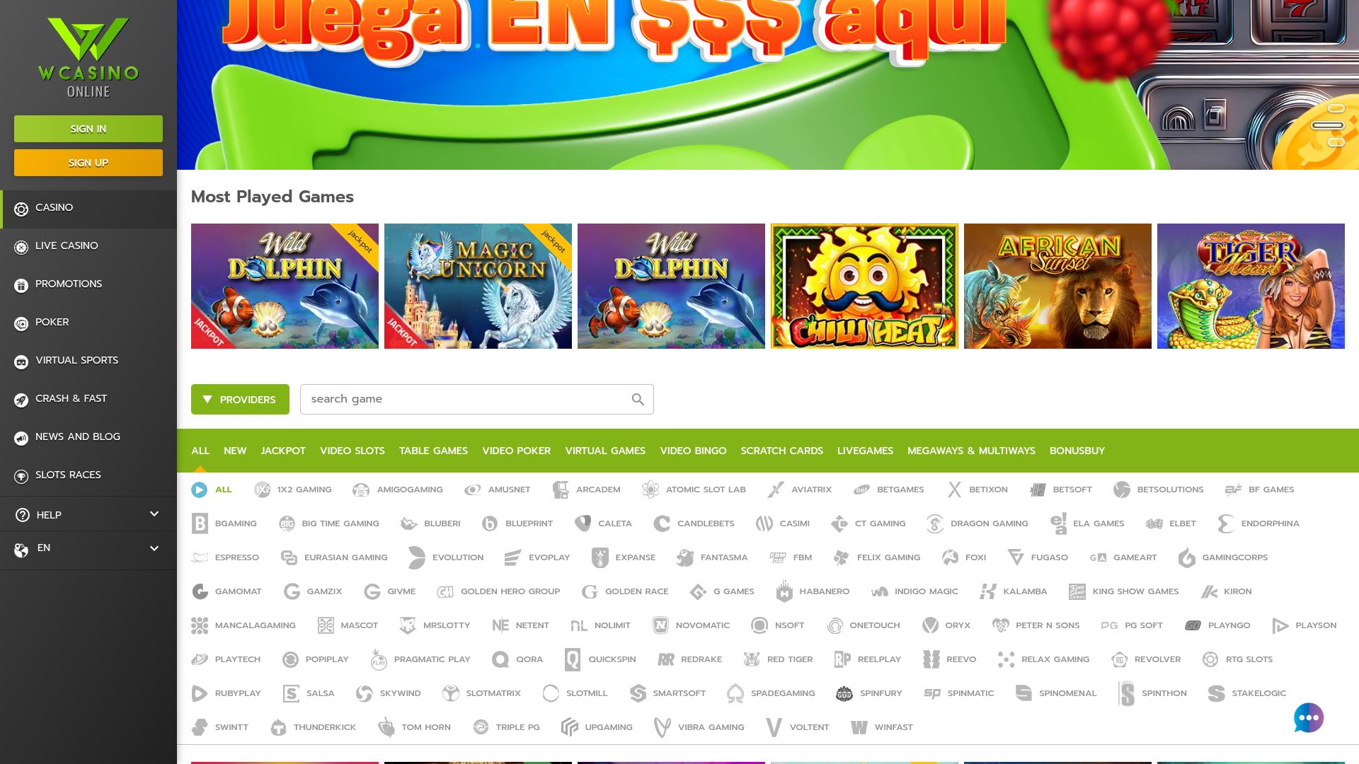 Développeurs de jeux de bureau en ligne WCasino