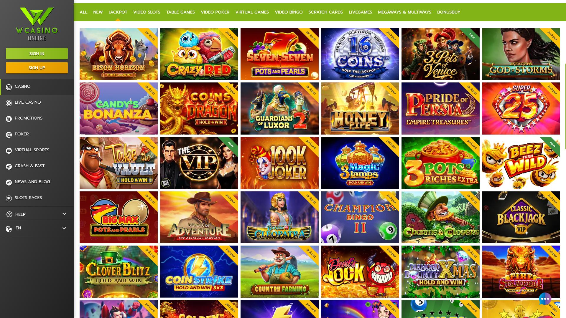 Jackpot WCasino en ligne pour ordinateur