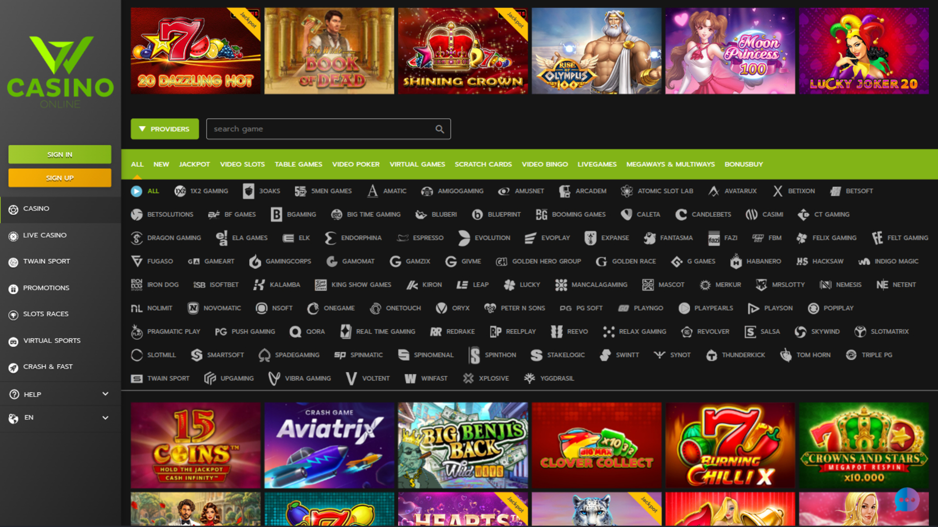 Développeurs de jeux en ligne WCasino pour ordinateur de bureau