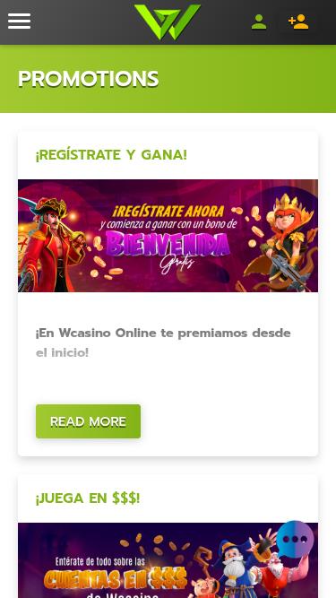 Promotions mobiles en ligne de WCasino