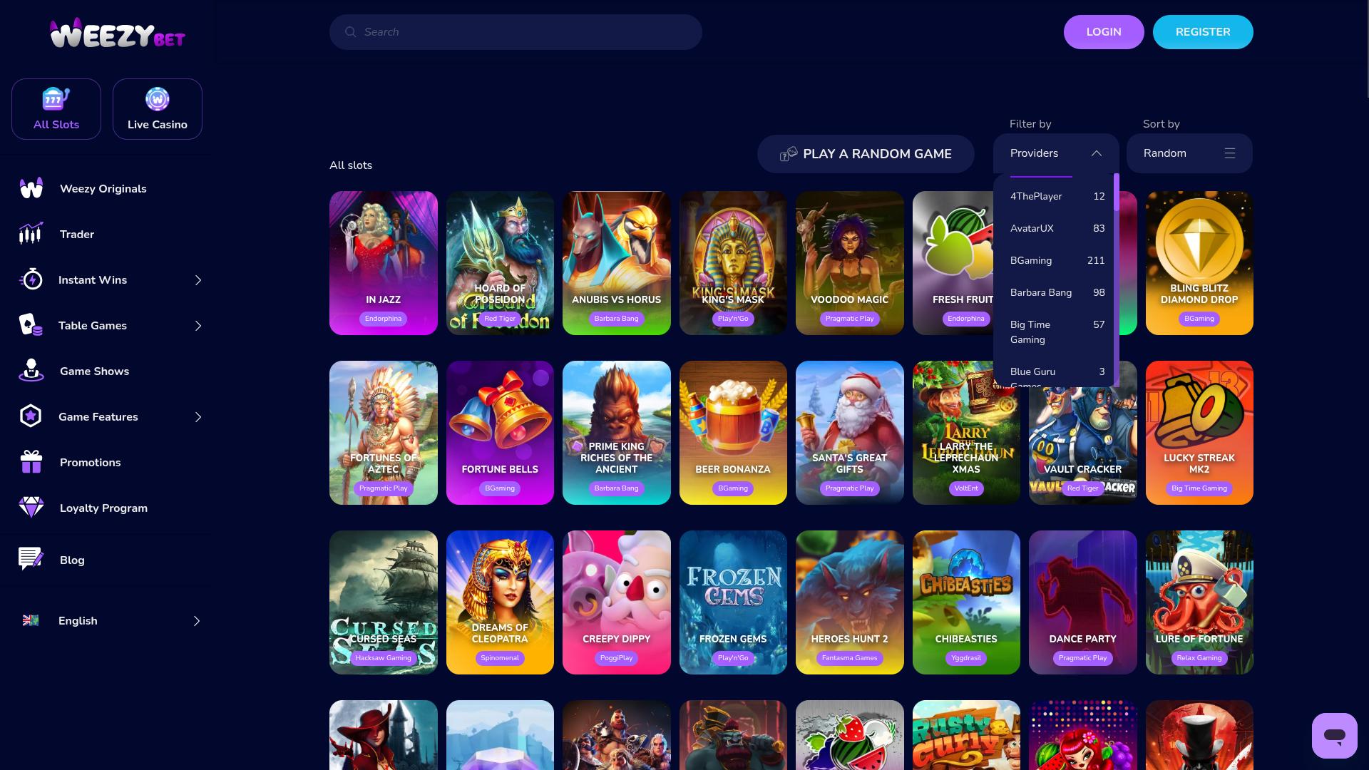 Développeurs de jeux de casino WeezyBet pour ordinateur