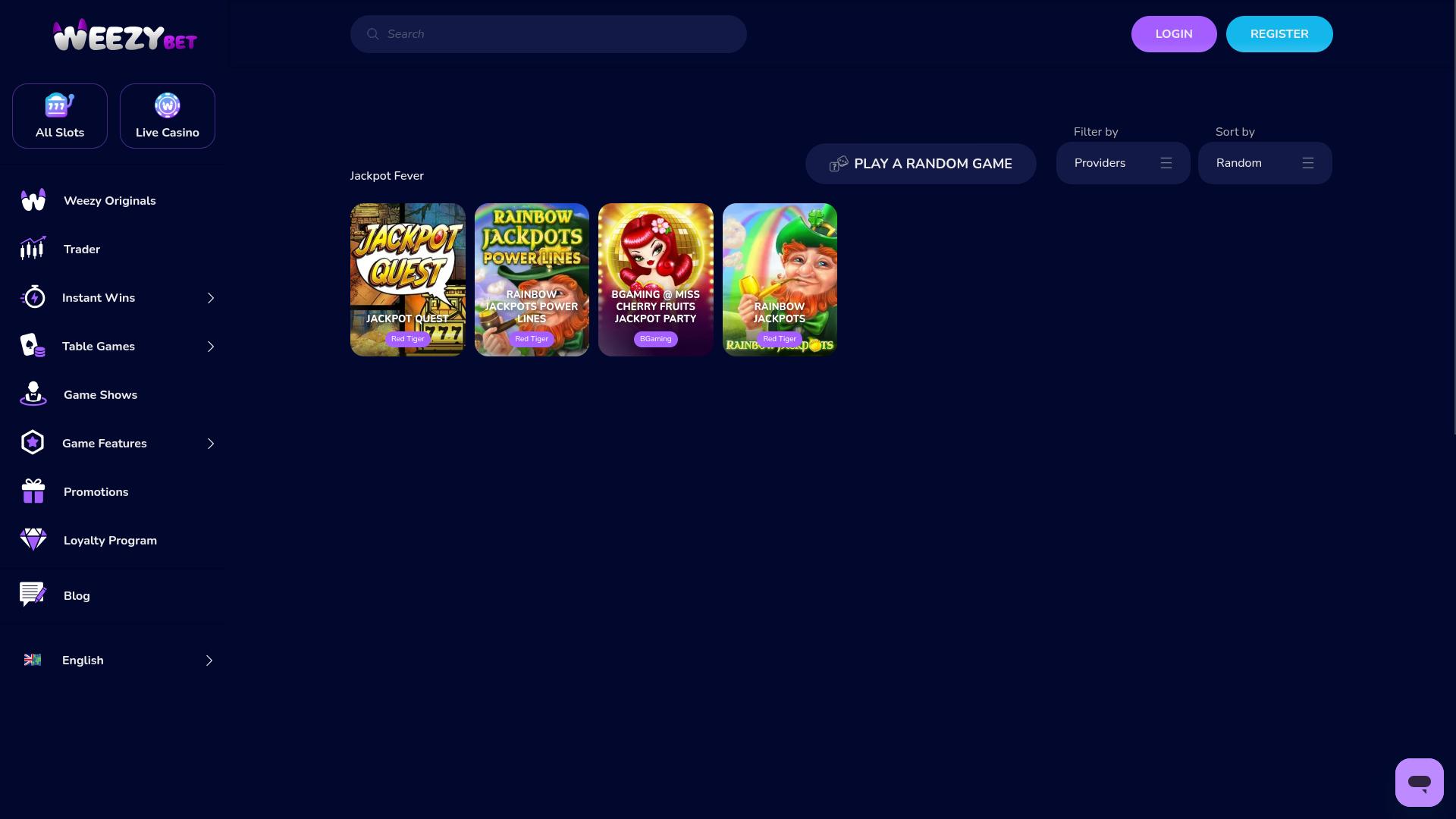 Jackpot de bureau du casino WeezyBet