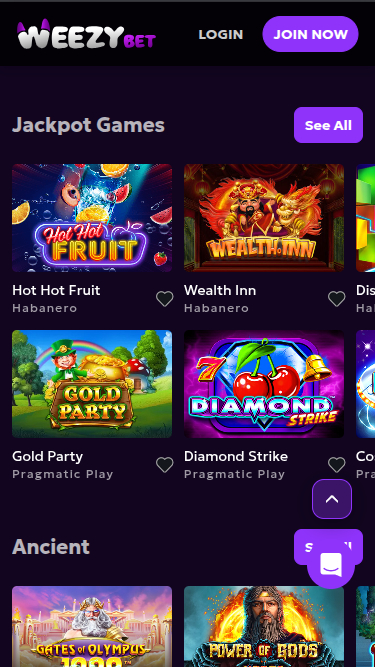 WeezyBet Casino Jackpot Mobil