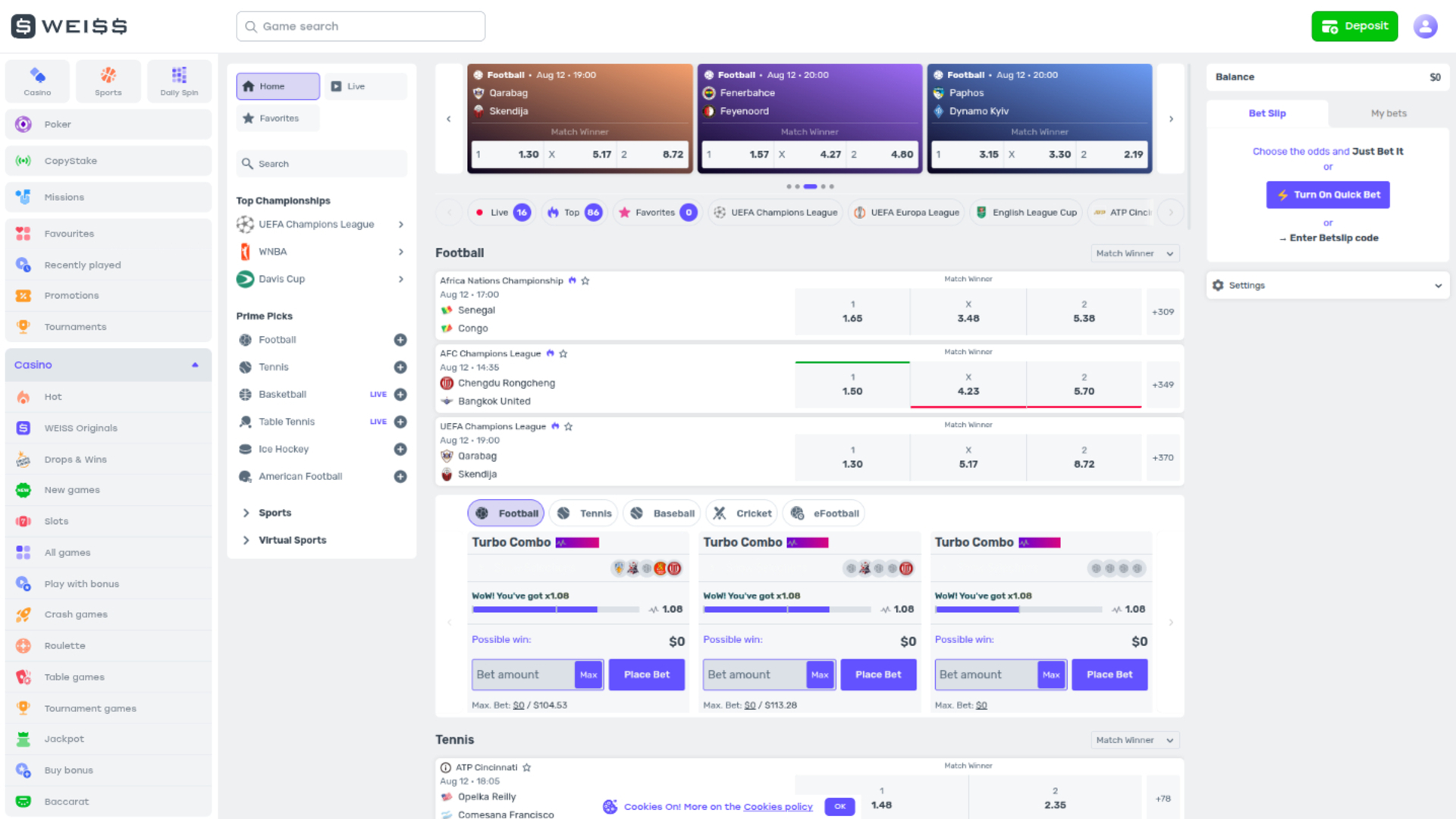 Deportes de Weiss en escritorio