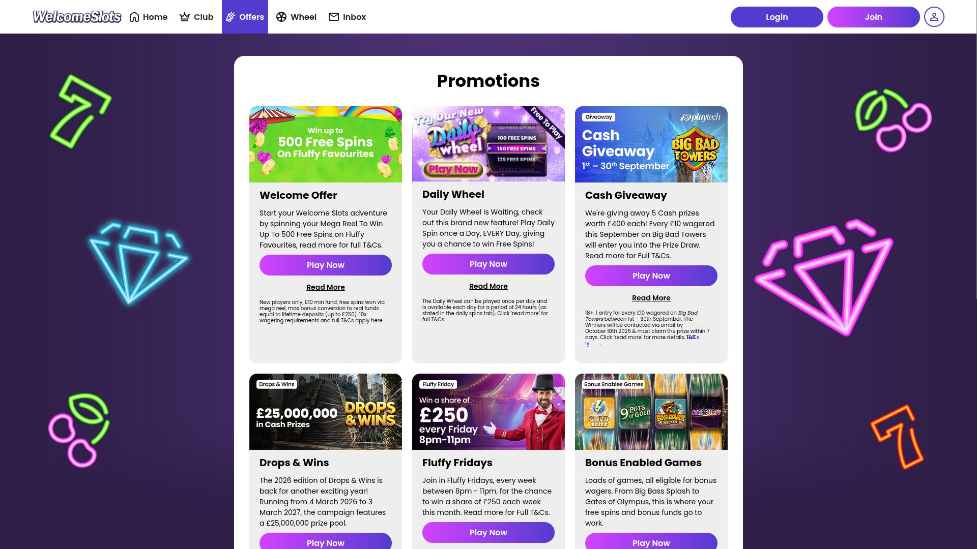 Promociones de bienvenida al casino Slots para escritorio