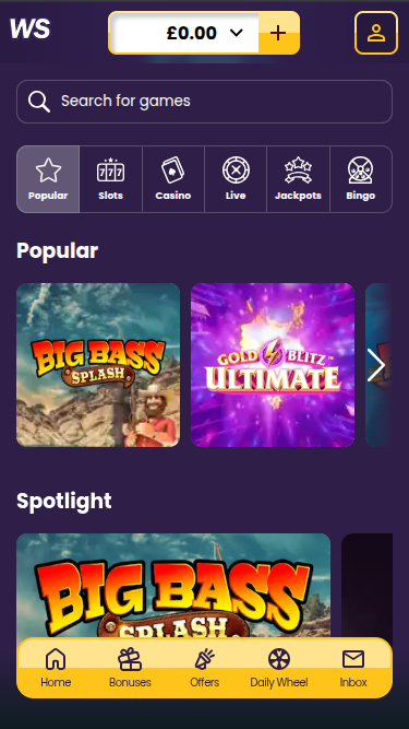 Giochi di Welcome Slots Casino su mobile