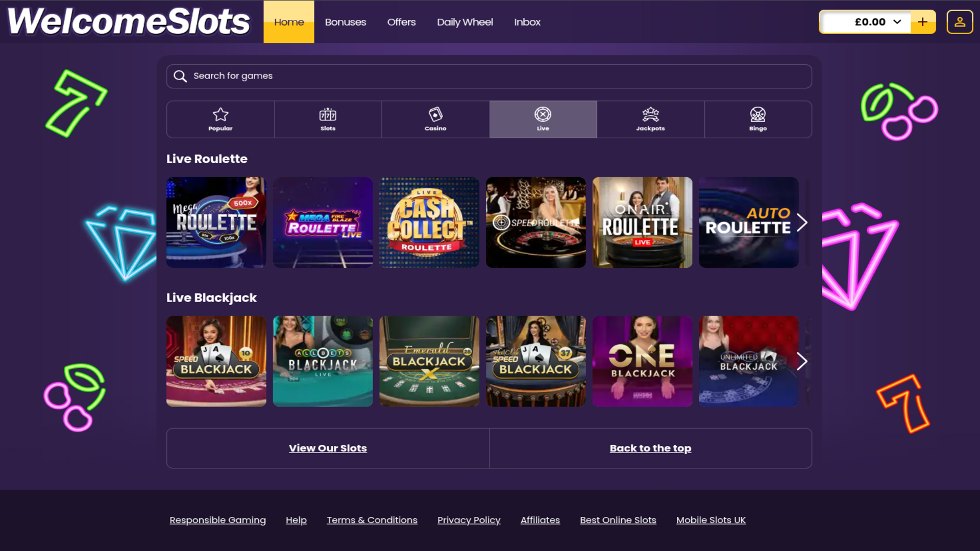 Croupier dal vivo di Welcome Slots Casino su desktop