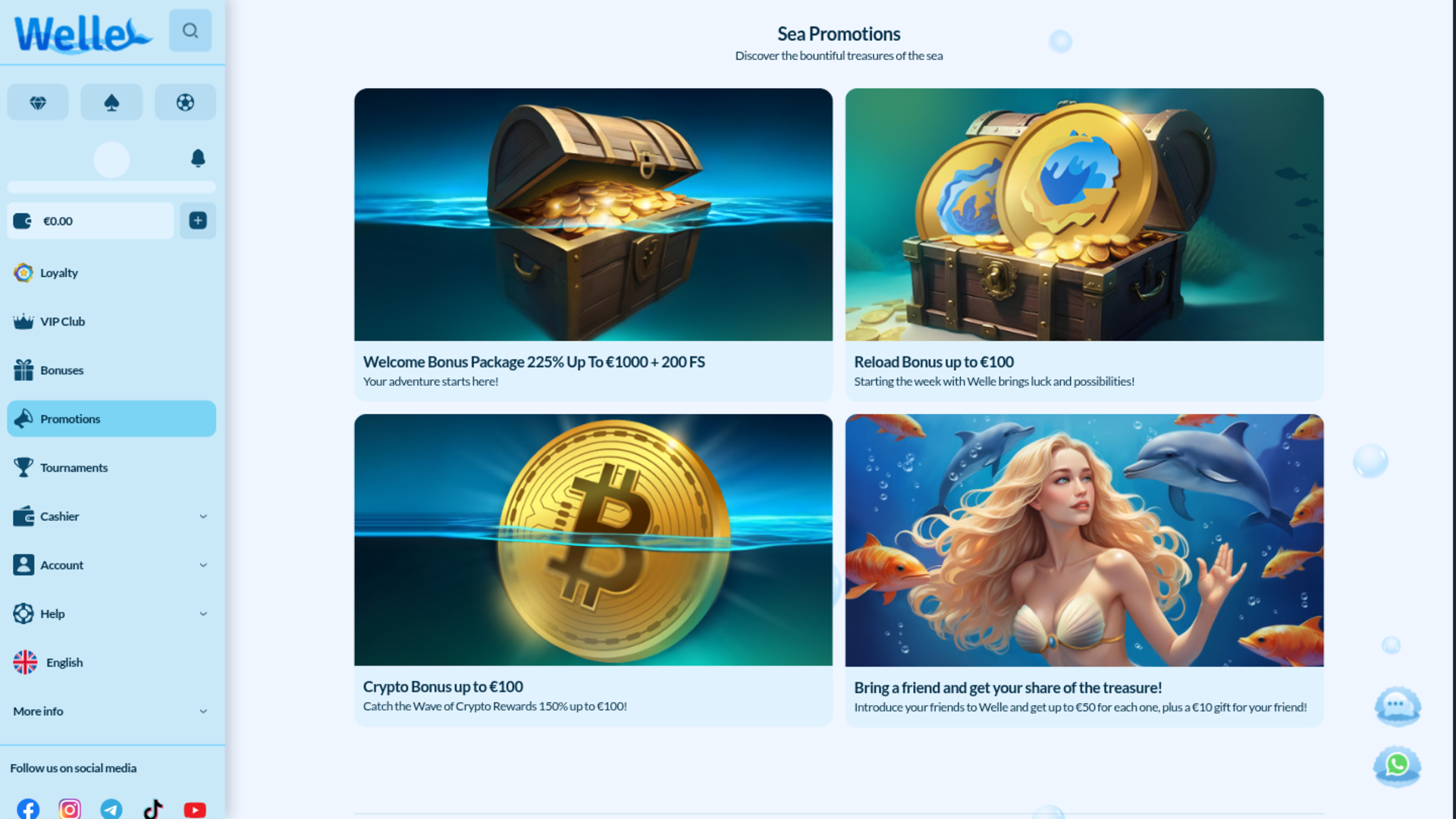 Welle Casino Desktop Promotions