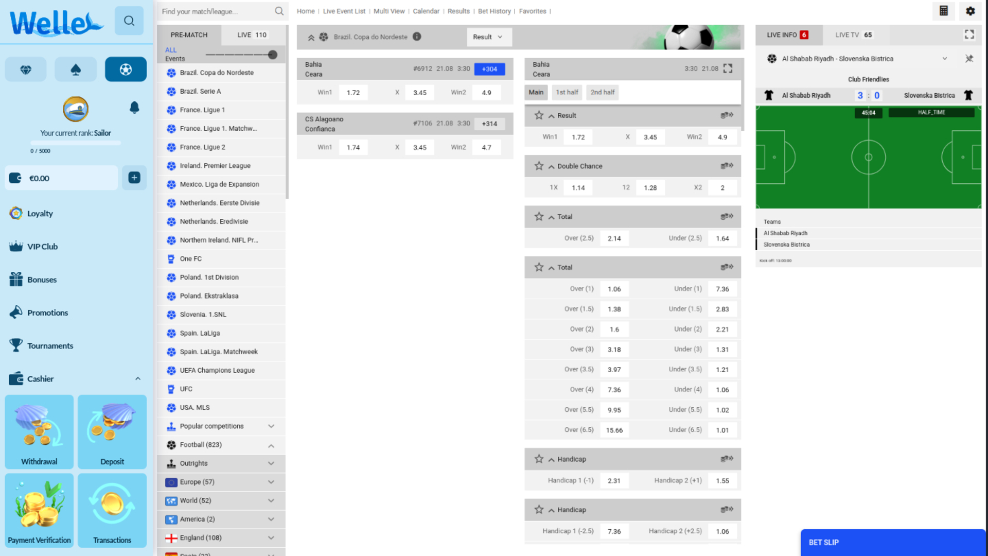 Welle Casino Desktop Sport