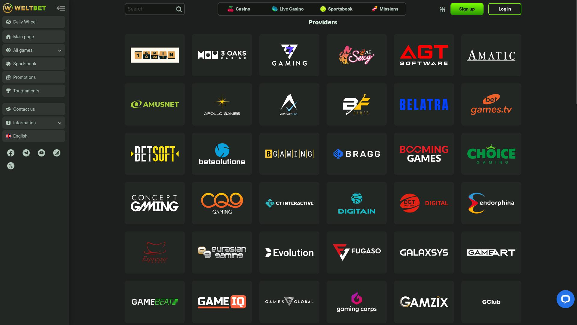 Weltbet Casino Desktop Game Developers