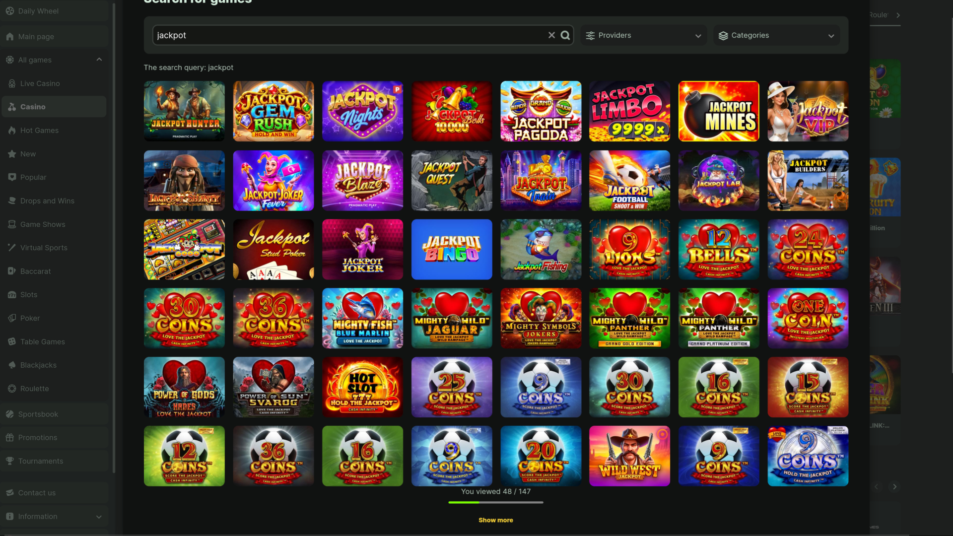 Weltbet Casino Desktop Jackpot