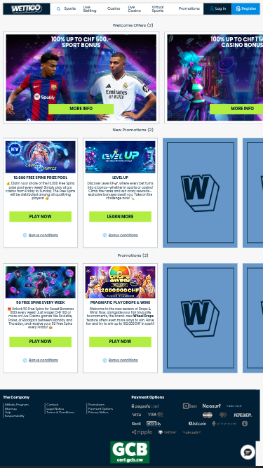  Promociones móviles de Wettigo Casino