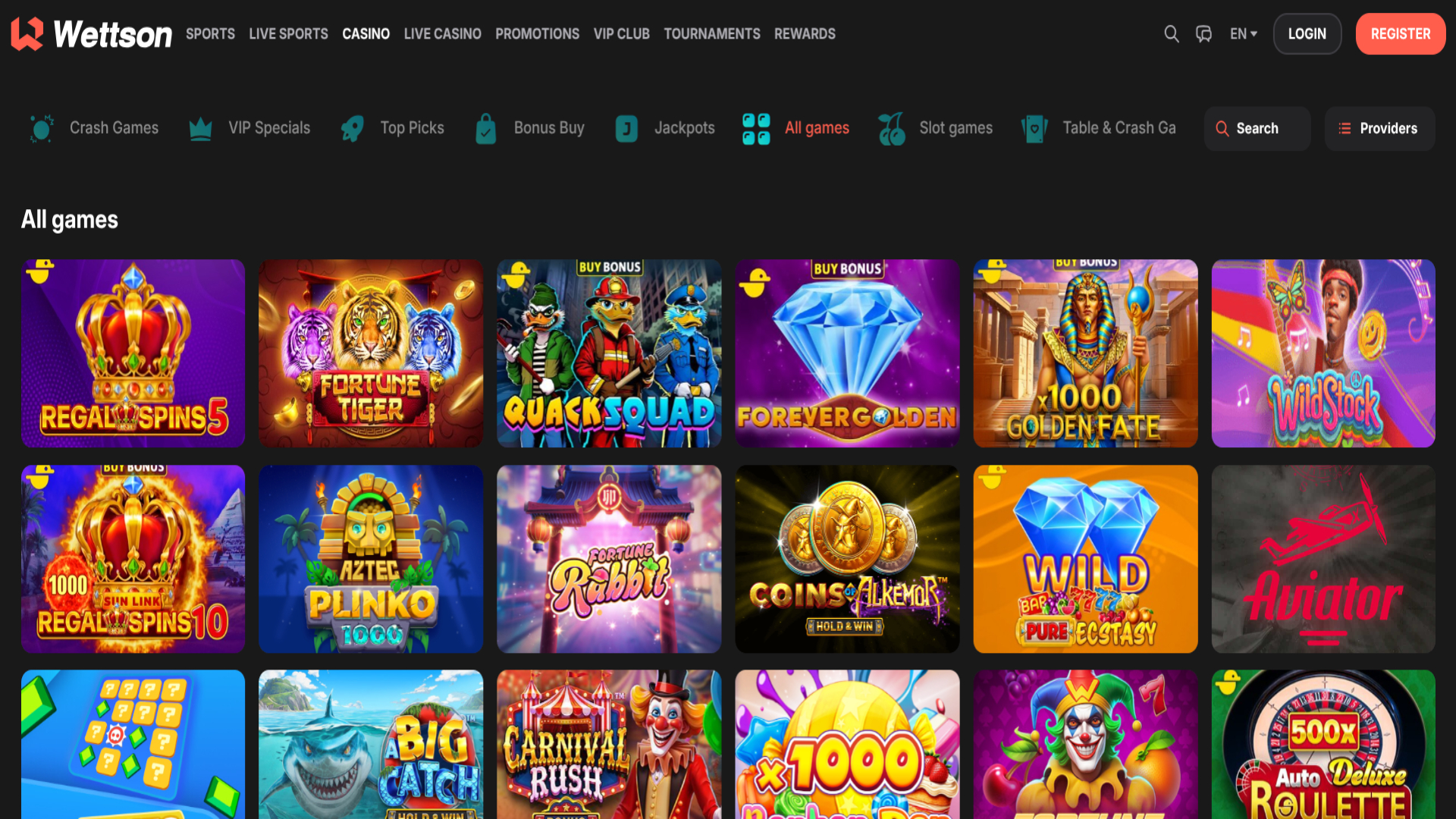 Screenshot des Spiels Wettson Casino für Desktop