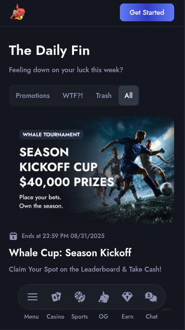 Promotions mobiles de Whale Casino