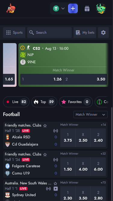 Sports mobiles de Whale Casino