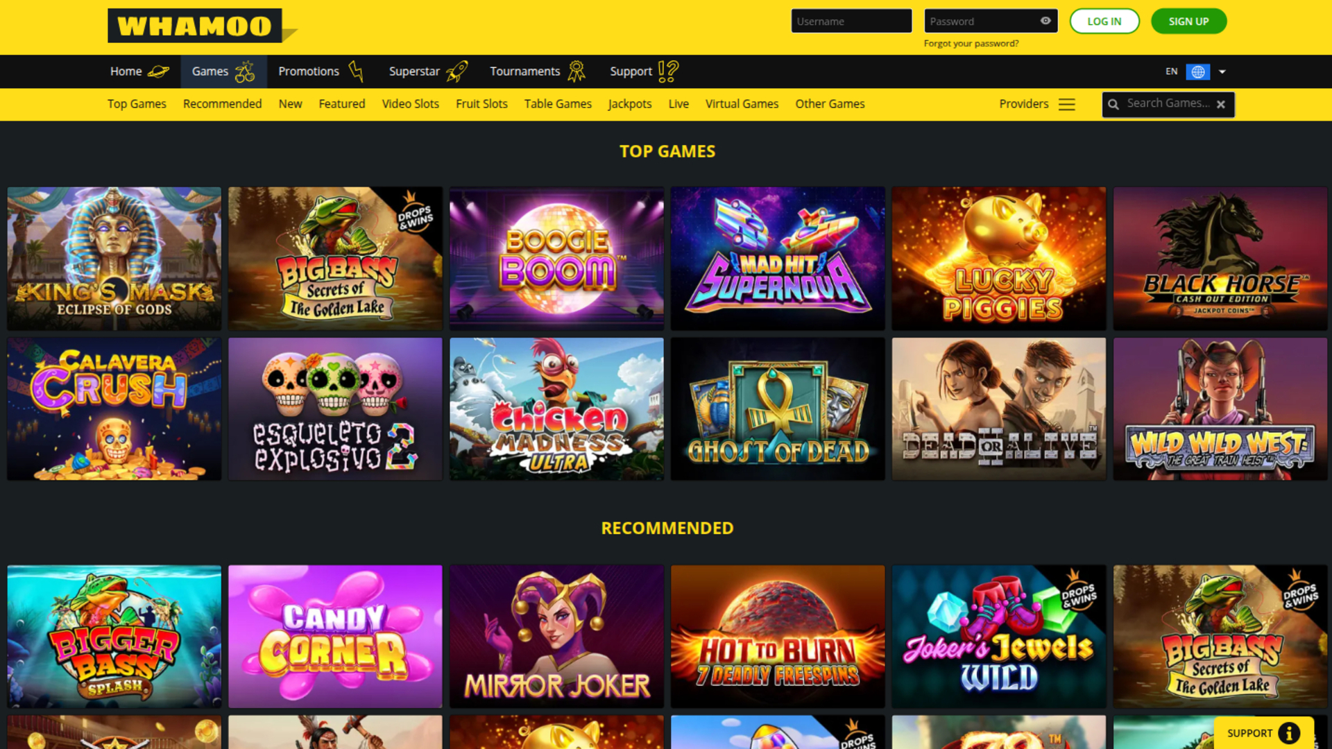 Jeux de Whamoo Casino sur ordinateur