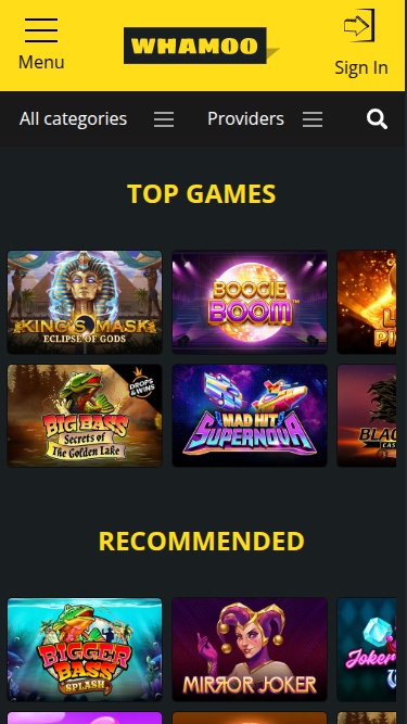 Jeux mobiles de Whamoo Casino