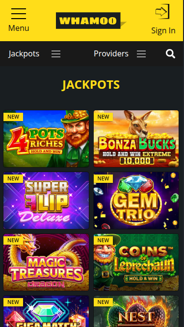 Jackpot mobile de Whamoo Casino