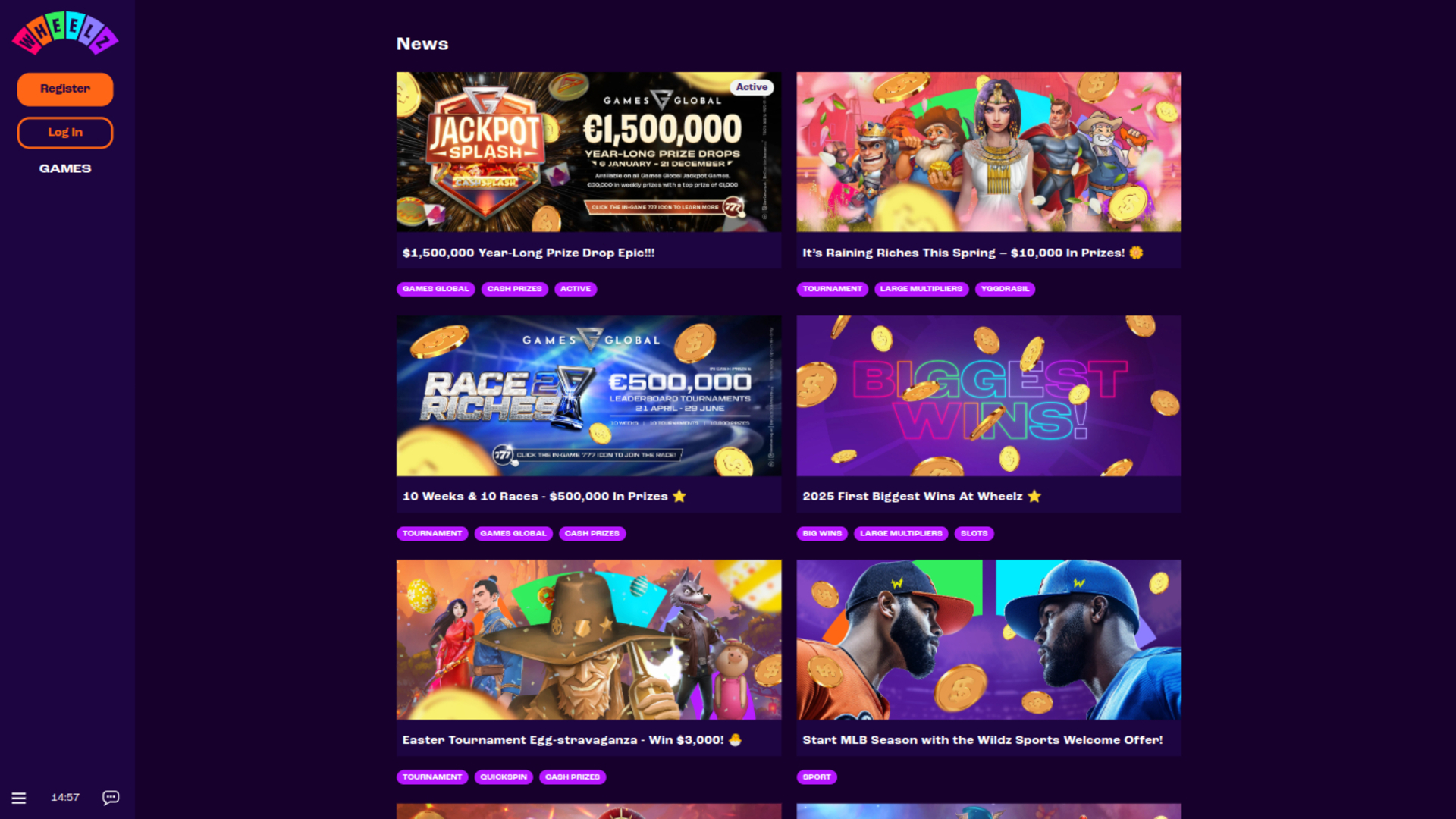 Promotions de Wheelz Casino sur ordinateur