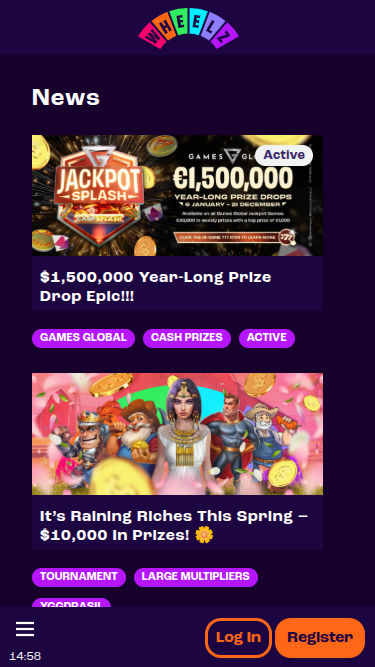 Promotions mobiles de Wheelz Casino