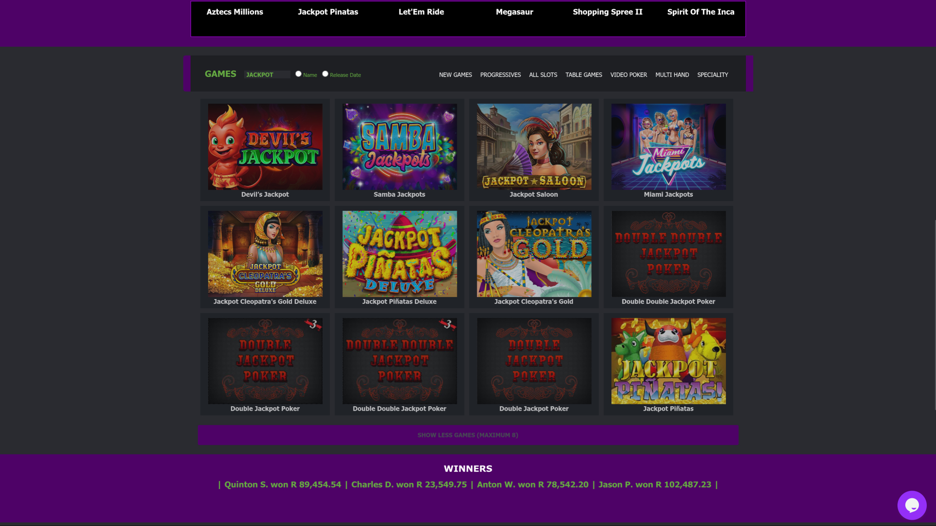 Jackpot de escritorio del casino White Lotus