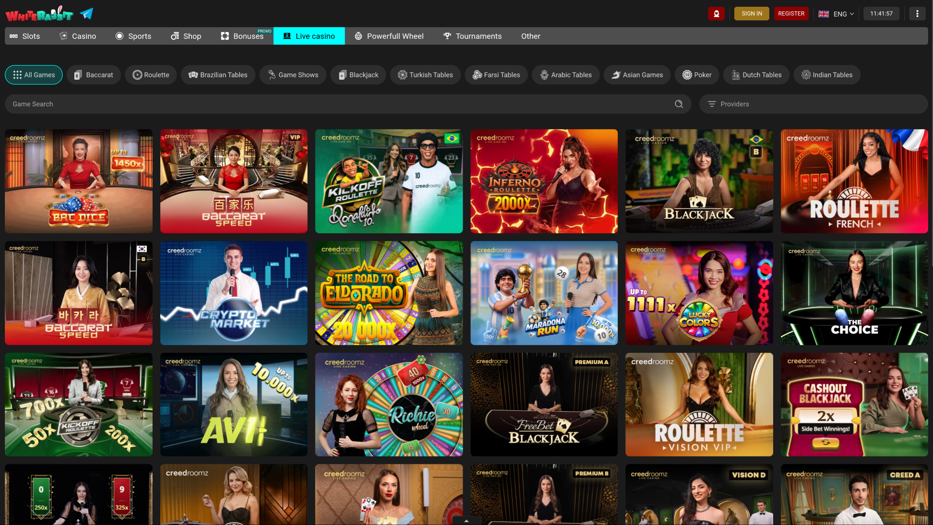 White Rabbit Casino Desktop Live Dealer