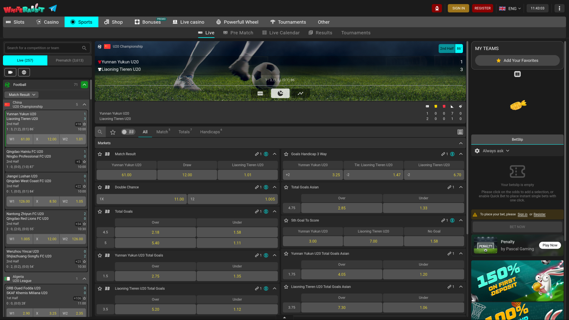 White Rabbit Casino Desktop Sports