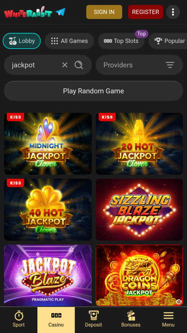 White Rabbit Casino Mobile Jackpot