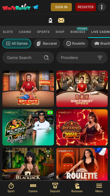 White Rabbit Casino Mobile Live Dealer