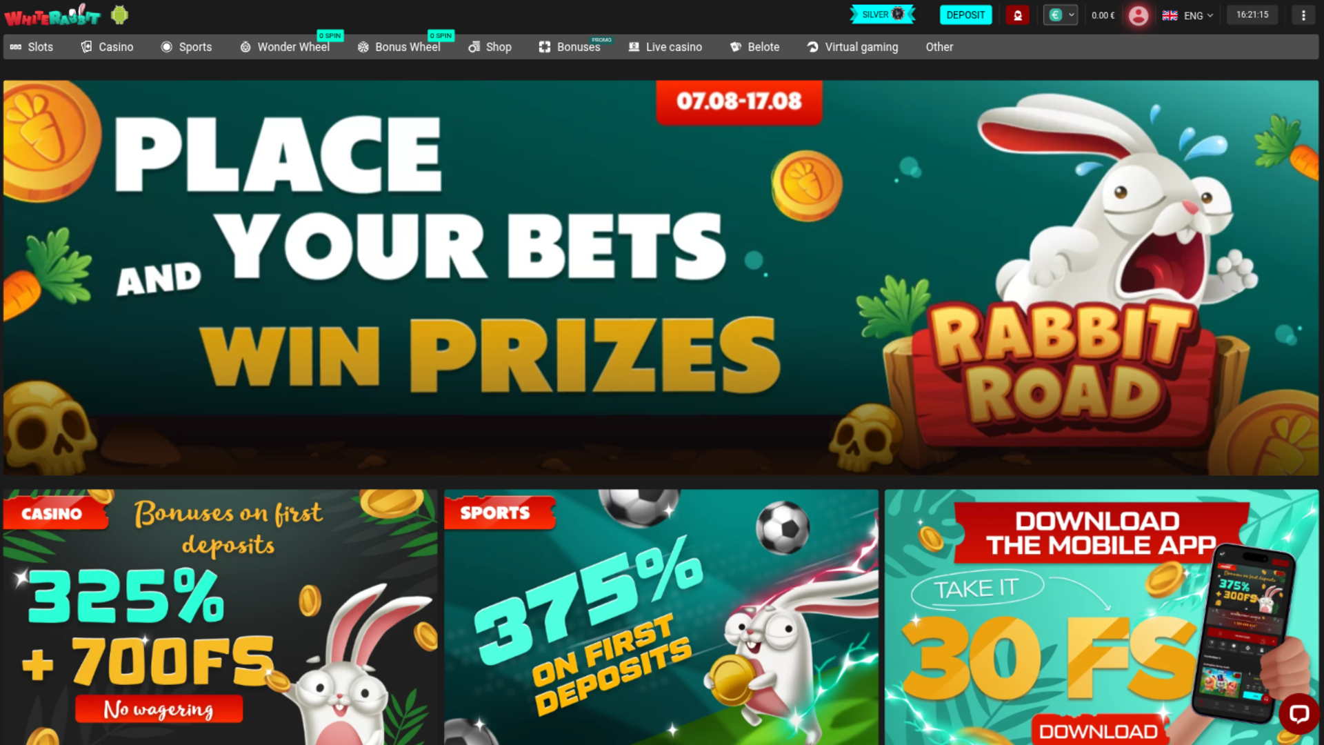 White Rabbit Desktop-Startseite