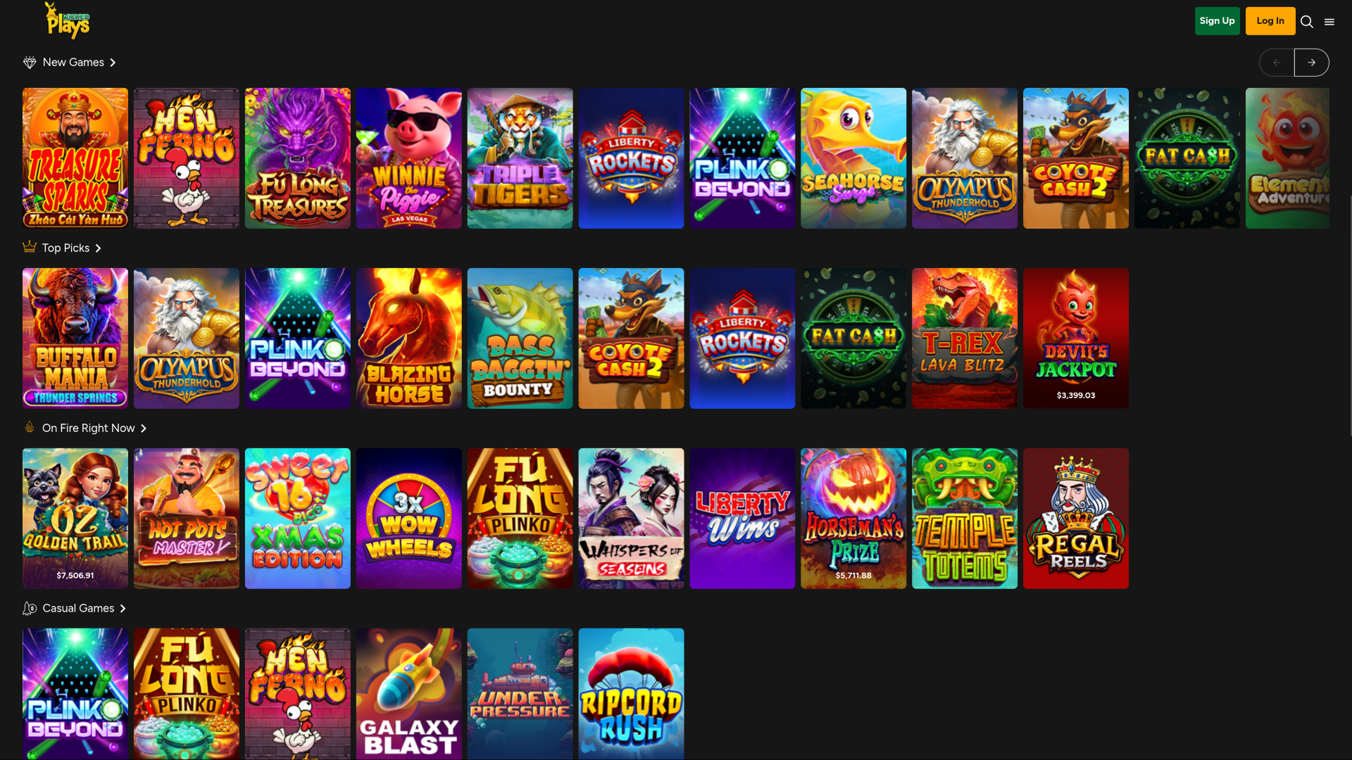 Juegos de casino para ordenador de Wicked Plays